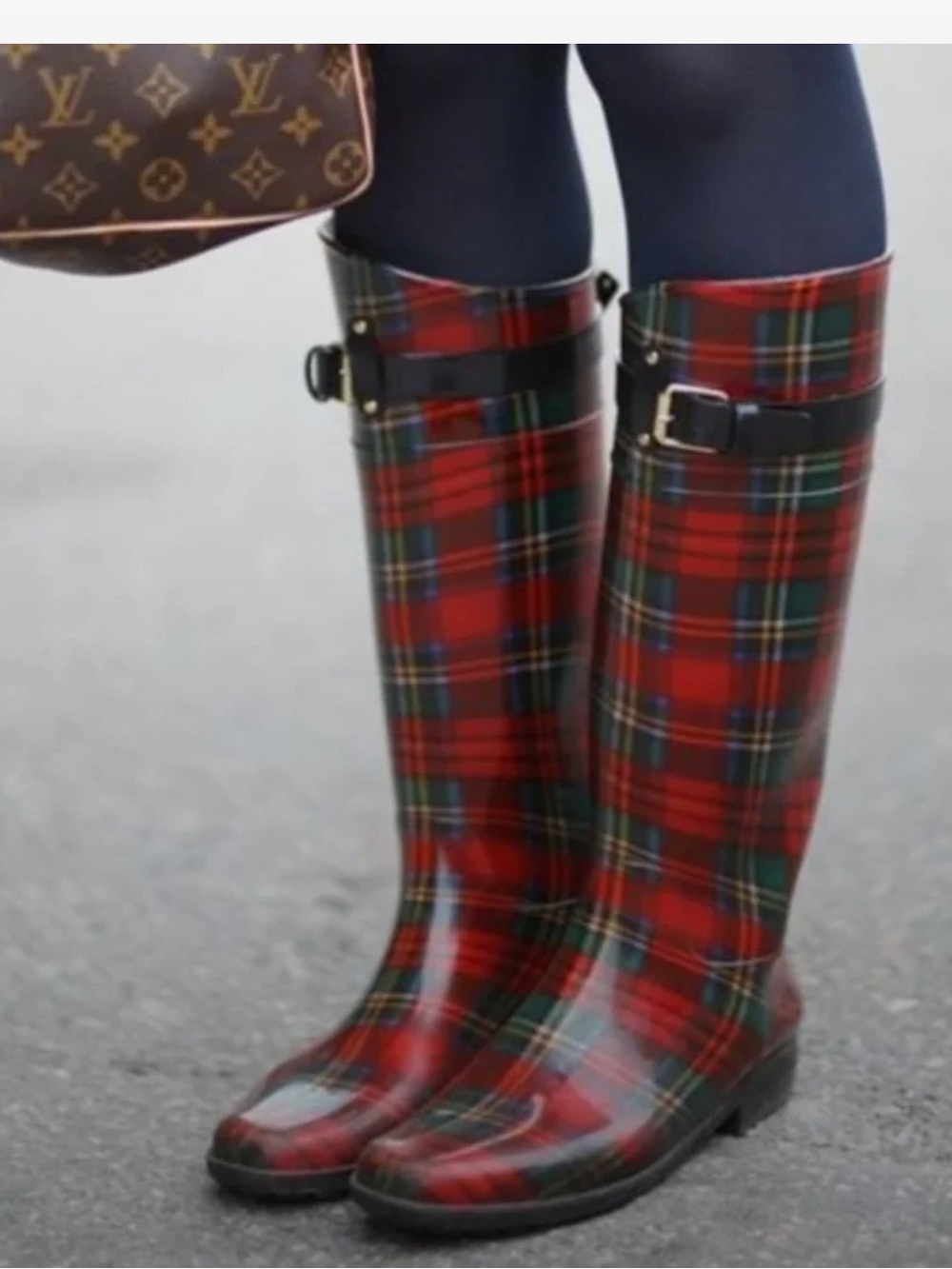 Ralph Lauren Red Tartan Plaid Rain Boot Size 8 Rosalyn II